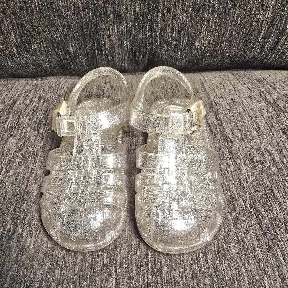 Simple Joys‎ by Carters Nora Clear Glitter Jelly Sandals Kids Size 4M WLEDEC22